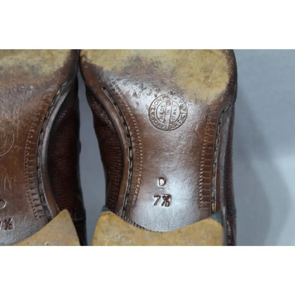 Vintage Traversi by Fratelli Exotic Lizard Leather Loafers Men's 7.5 Dress Shoes